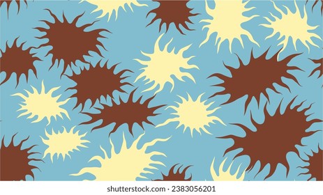 Asymmetric stars. Flying moths. Chaos of colors. Seamless pattern of flying butterflies. Camouflage. Seamless pattern. Asymmetric star. Seamless background with flowers.