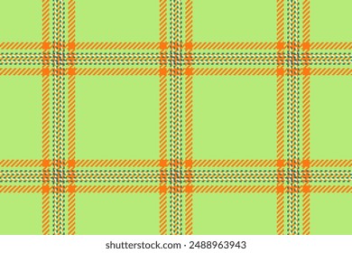 Asymmetric texture check plaid, goose textile tartan seamless. Order vector background pattern fabric in green and pumpkin colors palette.
