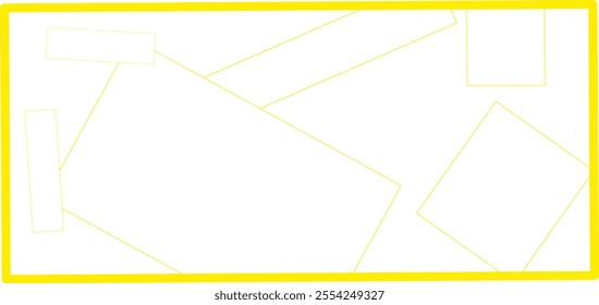 Asymmetric texture with random lines forming a square, abstract geometric pattern. Yellow and blue vector illustration of design elements for creating modern art backgrounds, patterns. Urban grunge st