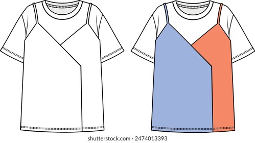  asymmetric t-shirt design, young fashion, korean style te