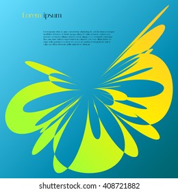 Asymmetric yellow flower isolated on a blue background