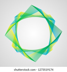 Asymmetric Zigzag bright gradient frame. Stylized Guilloche Element