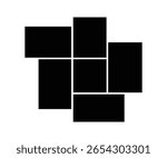 Asymmetrical 6 photo collage vector illustration. Mosaic pattern for background and picture. Tiles pattern for web and mockup presentation.