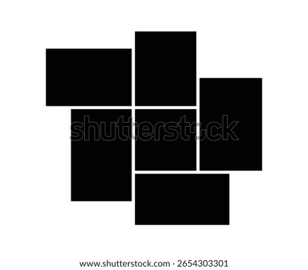 Asymmetrical 6 photo collage vector illustration. Mosaic pattern for background and picture. Tiles pattern for web and mockup presentation.
