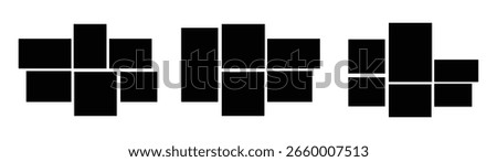 Asymmetrical 6 photo collage vector illustration. Tiles pattern for web and mockup presentation. Collage templates, Comics page grid layout abstract photo frames. pattern photo template collage.
