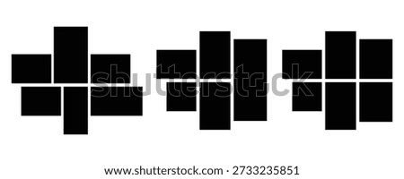 Asymmetrical 6 photo collage vector illustration. Tiles pattern for web and mockup presentation. Collage templates, Comics page grid layout abstract photo frames. pattern photo template collage.eps.10