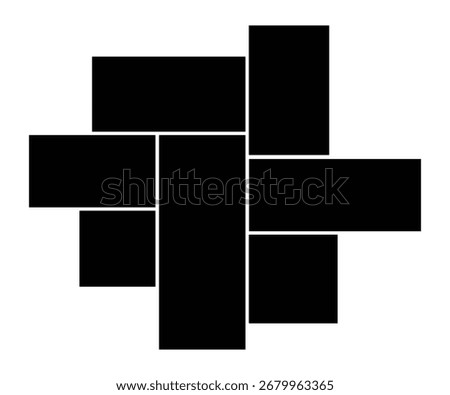 Asymmetrical 7 Photo Collage Vector. Mosaic Picture Frame Template for Album, Wall Gallery, and Creative Mockup Presentation.