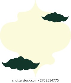 Forma de banner assimétrico com nuvens para design islâmico ou festivo.