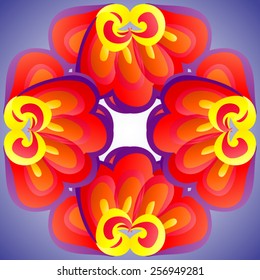 Asymmetrical bright square ornament.