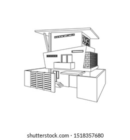Asymmetrical building house line art images isolated