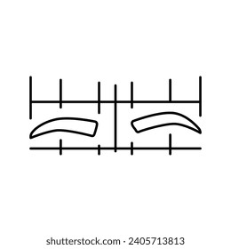 la ceja asimétrica presenta un vector de icono de línea. signo de las características asimétricas de la ceja. símbolo de contorno aislado ilustración negra