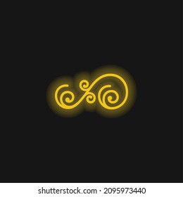 Asymmetrical Floral Design Of Spirals yellow glowing neon icon