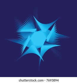 Asymmetrical geometrical patterns (a snowflake or a star or a galaxy), a background, the vector illustration.