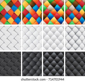 Asymmetrical patchwork set seamless patterns with skewed vertical Material design of transparent items you can place on any background