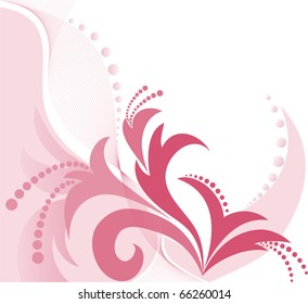 asymmetrical pink floral pattern on a white background