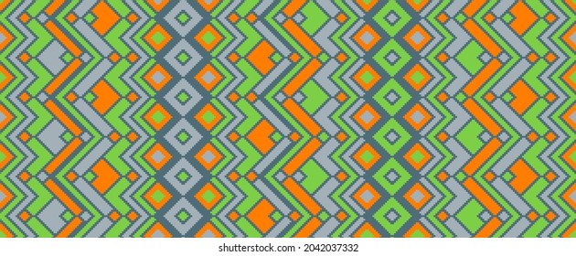 Asymmetrical rhombus ethnic motifs vector geometric pattern. Embroidery batik patchwork aztec ornament. Tapestry endless pattern. Fashion retro ornament. Cute background.