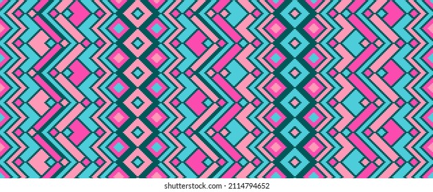 Asymmetrical rhombus ethnic motifs vector geometric pattern. Mosaic chevron texture scandinavian ornament. Tapestry endless pattern. Interior decor geo ornament. Cloth wallpaper print.