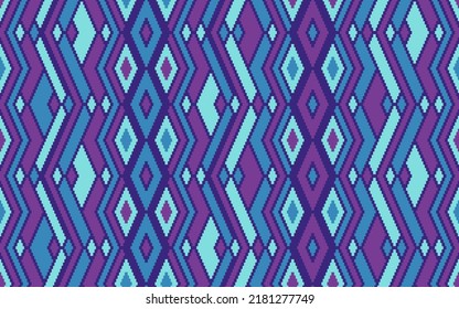Asymmetrical rhombus ethnic motifs vector geometric pattern. Embroidery batik patchwork aztec ornament. Tapestry endless pattern. Interior ogee decor ornament. Cute background.