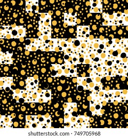 Asymmetrical Seamless Art Camouflage Design of Circles, Spheres, Donuts Background, Digital Modern Stylish Dot Template, Halftone Illustration, Irregular Shapes, Trendy Print, Dotted Swiss
