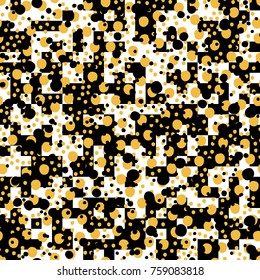 Asymmetrical Seamless Art Camouflage Design of Circles, Spheres, Donuts Background, Digital Modern Stylish Dot Template, Halftone Illustration, Irregular Shapes, Trendy Print, Dotted Swiss