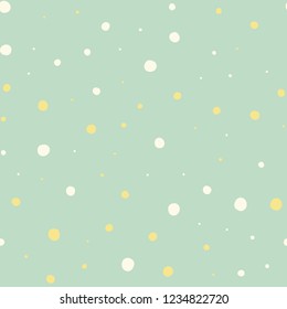 Asymmetrical Seamless Baby Fun Banner of Circles, Spheres, Donuts Background, Modern Stylish Dot Template, Halftone Illustration, Irregular Shapes, Trendy Print, Dotted Swiss