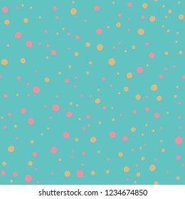 Asymmetrical Seamless Blue Fun Banner of Circles, Spheres, Donuts Background, Modern Stylish Dot Template, Halftone Illustration, Irregular Shapes, Trendy Print, Dotted Swiss