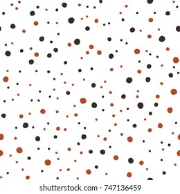 Asymmetrical Seamless White Banner of Circles, Spheres, Donuts Background, Modern Stylish Dot Template, Halftone Illustration, Irregular Shapes, Trendy Print, Dotted Swiss