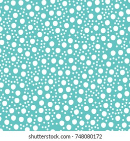 Asymmetrical Seamless Winter Snow Banner of Circles, Spheres, Donuts Background, Modern Stylish Dot Template, Halftone Illustration, Irregular Shapes, Trendy Print, Dotted Swiss