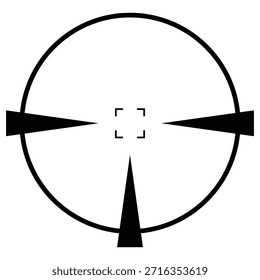 Asymmetrical target reticle with directional emphasis, focused aiming and orientation symbol for navigation aids, tracking tools and system control graphics