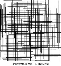 Asymmetrical texture with intersecting vertical and horizontal lines, abstract geometric pattern. Black and white vector illustration for creating modern art backgrounds, patterns. Grunge urban style.