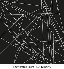 Asymmetrical texture with random chaotic lines, abstract geometric pattern. Abstract web, a tangled mesh. Black and white vector illustration for creating modern art backgrounds. Grunge urban style.