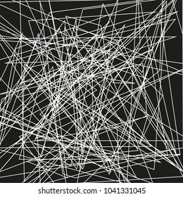 Asymmetrical texture with random chaotic lines, abstract geometric pattern. Abstract web, a tangled mesh. Black and white vector illustration for creating modern art backgrounds. Grunge urban style.