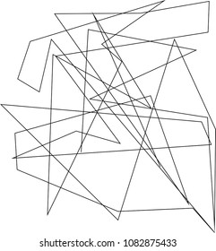 Asymmetrical texture with random chaotic lines, abstract geometric pattern. Black and white vector illustration of design element for creating modern art backgrounds, patterns. Grunge urban style.