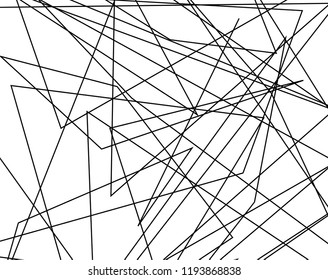 Asymmetrical texture with random chaotic lines, abstract geometric pattern. Black and white vector illustration of design element for creating modern art backgrounds, patterns. Grunge urban style.