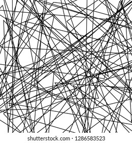Asymmetrical texture with random chaotic lines, abstract geometric pattern. Black and white vector illustration of design element for creating modern art backgrounds, patterns. Grunge urban style.