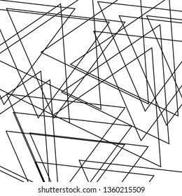 Asymmetrical texture with random chaotic lines, abstract geometric pattern. Black and white vector illustration of design element for creating modern art backgrounds, patterns. Grunge urban style.