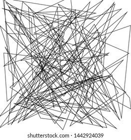 Asymmetrical texture with random chaotic lines, abstract geometric pattern. Black and white vector illustration of design element for creating modern art backgrounds, patterns. Grunge urban style.