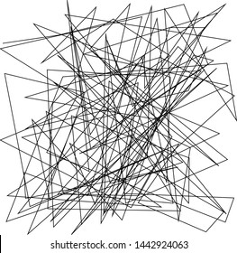 Asymmetrical texture with random chaotic lines, abstract geometric pattern. Black and white vector illustration of design element for creating modern art backgrounds, patterns. Grunge urban style.