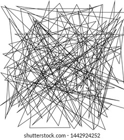 Asymmetrical texture with random chaotic lines, abstract geometric pattern. Black and white vector illustration of design element for creating modern art backgrounds, patterns. Grunge urban style.