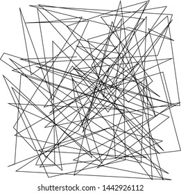 Asymmetrical texture with random chaotic lines, abstract geometric pattern. Black and white vector illustration of design element for creating modern art backgrounds, patterns. Grunge urban style.