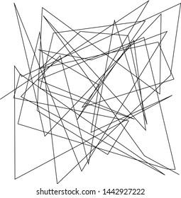 Asymmetrical texture with random chaotic lines, abstract geometric pattern. Black and white vector illustration of design element for creating modern art backgrounds, patterns. Grunge urban style.