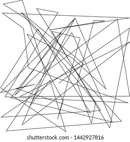 Asymmetrical texture with random chaotic lines, abstract geometric pattern. Black and white vector illustration of design element for creating modern art backgrounds, patterns. Grunge urban style.