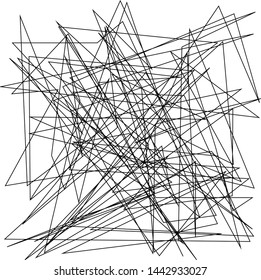 Asymmetrical texture with random chaotic lines, abstract geometric pattern. Black and white vector illustration of design element for creating modern art backgrounds, patterns. Grunge urban style.