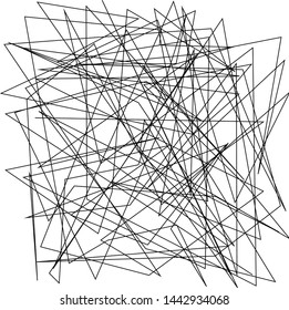 Asymmetrical texture with random chaotic lines, abstract geometric pattern. Black and white vector illustration of design element for creating modern art backgrounds, patterns. Grunge urban style.