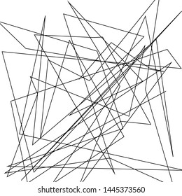 Asymmetrical texture with random chaotic lines, abstract geometric pattern. Black and white vector illustration of design element for creating modern art backgrounds, patterns. Grunge urban style.