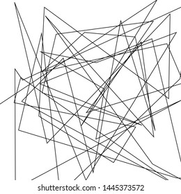 Asymmetrical texture with random chaotic lines, abstract geometric pattern. Black and white vector illustration of design element for creating modern art backgrounds, patterns. Grunge urban style.