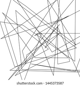 Asymmetrical texture with random chaotic lines, abstract geometric pattern. Black and white vector illustration of design element for creating modern art backgrounds, patterns. Grunge urban style.