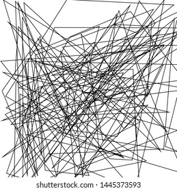 Asymmetrical texture with random chaotic lines, abstract geometric pattern. Black and white vector illustration of design element for creating modern art backgrounds, patterns. Grunge urban style.