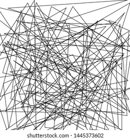Asymmetrical texture with random chaotic lines, abstract geometric pattern. Black and white vector illustration of design element for creating modern art backgrounds, patterns. Grunge urban style.
