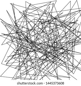 Asymmetrical texture with random chaotic lines, abstract geometric pattern. Black and white vector illustration of design element for creating modern art backgrounds, patterns. Grunge urban style.